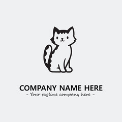 Cat illustration black and white for logo company vector image