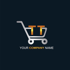 Shopping cart vector TT logo design. TT logo design is used for supermarket or supermall and grocery market.

