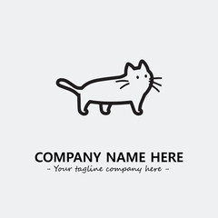 Cat illustration black and white for logo company vector image