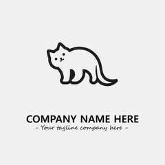 Cat illustration black and white for logo company vector image