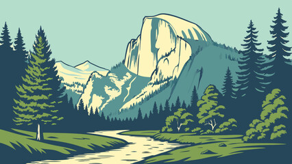 Minimalist Yosemite Valley with Half Dome – California, USA

