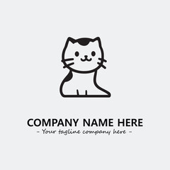Cat illustration black and white for logo company vector image