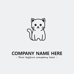 Cat illustration black and white for logo company vector image