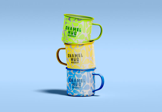 Stacked Enamel Mug Mockup Set