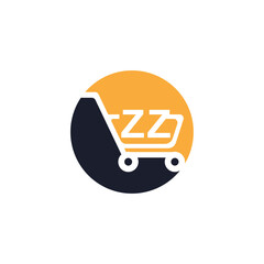 Shopping cart vector ZZ logo design.ZZ logo design is used for supermarket or supermall and grocery market.