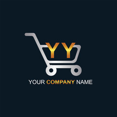 Shopping cart vector YY logo design.YY logo design is used for supermarket or supermall and grocery market.