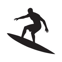 Surfing silhouette vector illustration White Background.