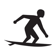 Surfing silhouette vector illustration White Background.