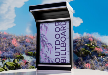 Outdoor Billboard Mockup With Surreal Landscape