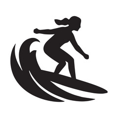 Surfing silhouette vector illustration White Background.
