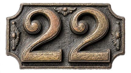 Vintage bronze number twenty-two plaque.