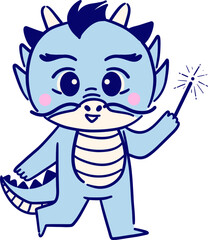 Dragon Holding a Sparkler