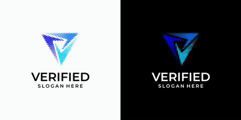 Triangle shield rotation vector logo design with circle dots gradient effect in modern, simple, clean and abstract style. Icon for business, technology and personal branding.