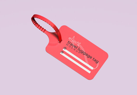 Single Luggage Tag Mockup With Strap