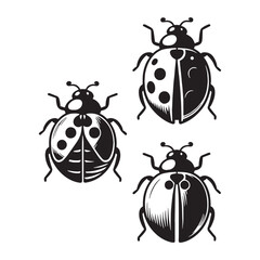 Vibrant Ladybug silhouette, full of garden energy – Ladybug illustration – Minimalist Ladybug vector – Insect silhouette


