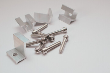 Mounting Clamp of Solar panel. Solar Panel Mounting. Various components for solar panels
