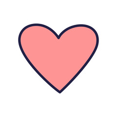 Pink outline Heart icon. Vector illustration in flat style. Valentine day icon. Love icon. Hand drawn heart in doodle style. Love concept.