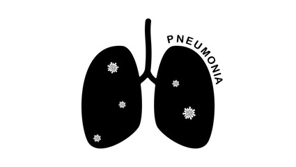 Pneumonia symbol, black isolated silhouette