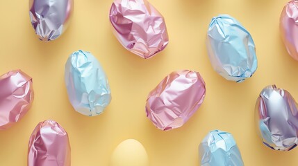 Pastel Easter Eggs on Yellow