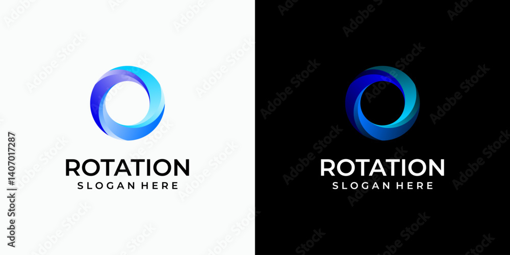 Poster three-dimensional circle rotation vector logo design with modern, simple, clean and abstract style. 