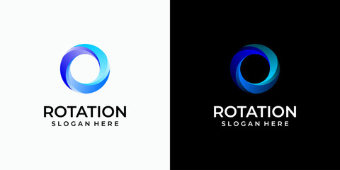 Three-dimensional circle rotation vector logo design with modern, simple, clean and abstract style. Icon for business, technology and personal branding.