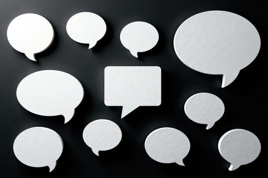 White speech bubbles on black, geometric pattern, repeating, elegant, contemporary - Powered by Adobe