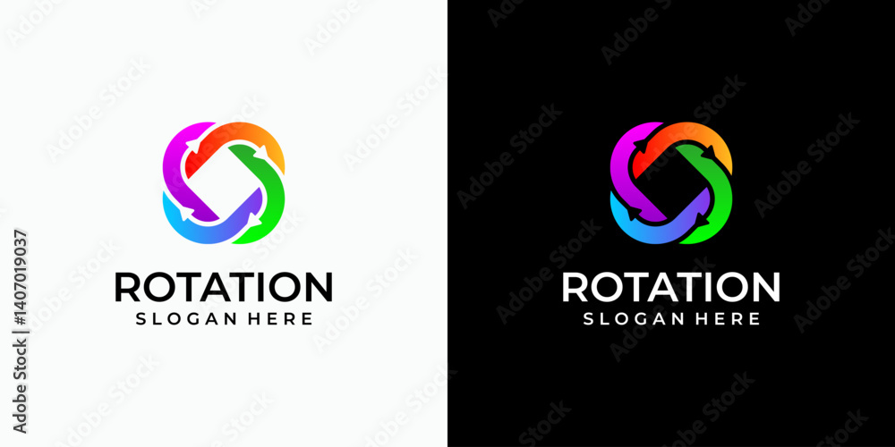 Aufkleber infinite rotation rectangle vector logo design with modern, simple, clean and abstract style. icon f