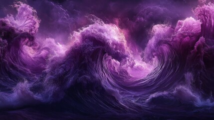 Obraz premium Abstract Purple Cosmic Waves at Night