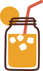 Refreshing Drink Lemonade. Summer Lemon Drink in Bottle with Straw. Beverages Lemon Illustration.