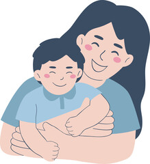 Obraz premium Mother hug baby Beloved Cartoon Illustration