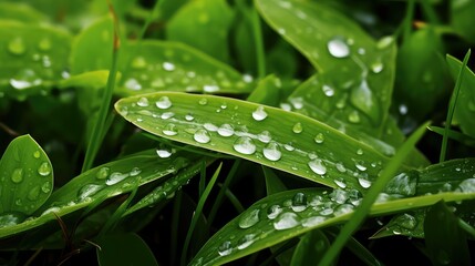 morning leaves on grass