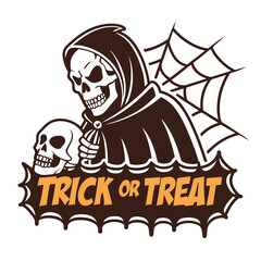 Spooky Grim Reaper With Skull For Halloween Trick Or Treat Celebration