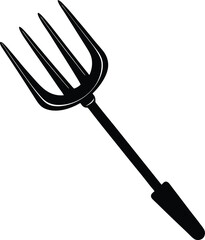 Pitchfork Silhouette Black Vector | Farming Tool Design for Agriculture and Rustic Projects
