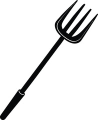 Pitchfork Silhouette Black Vector | Farming Tool Design for Agriculture and Rustic Projects