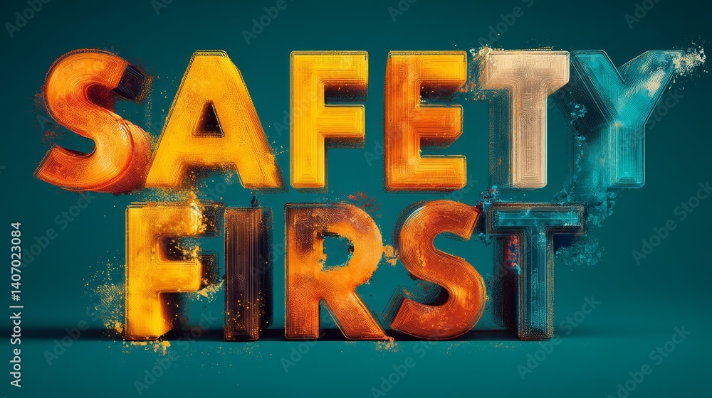 Poster 3d text effect, safety first a bold visual message of priority and protection in design