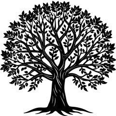 black and white tree