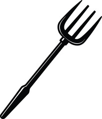 Pitchfork Silhouette Black Vector | Farming Tool Design for Agriculture and Rustic Projects