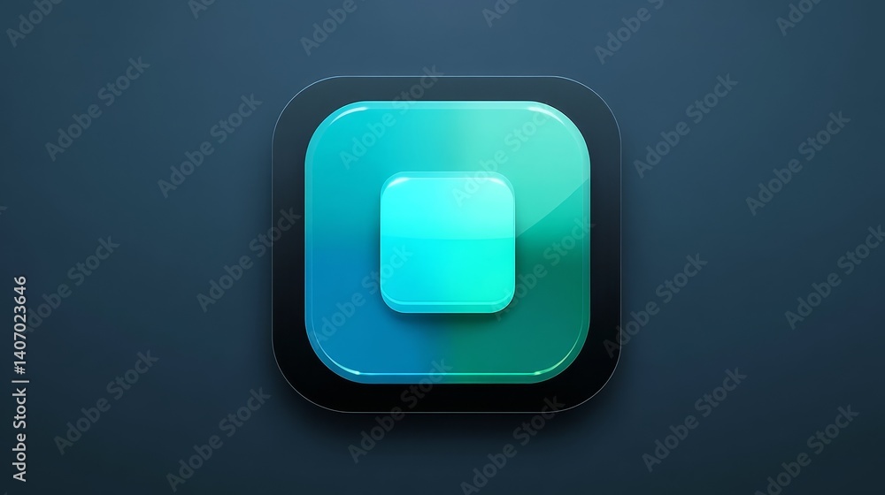 Poster vibrant green gradient square icon, modern and minimalist design element for digital interfaces