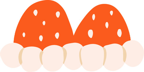 Strawberry with whipped cream decoration cake pastry and baking element vector illustration