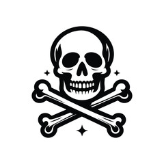 Skull and Crossbones Graphic in Black and White