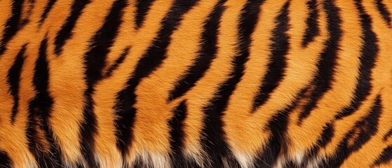 Tiger skin texture with copy space. Close-up tiger pattern. Big Cat fur. Tiger stripes. Realistic tiger skin. Tiger design texture. Detailed tiger skin close-up. Wild Animal texture.