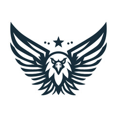 Stylized Eagle Graphic with Star and Wings Illustration