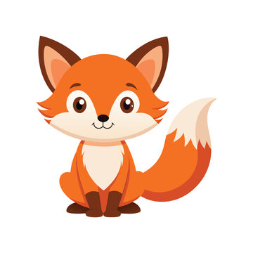 Cute cartoon fox image vector illustration on white background
