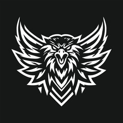 Stylized Eagle Illustration with Open Wings on Dark Background