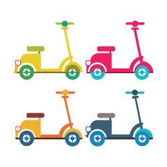 Mobility scooter icons of vector illustration isolated on a white background