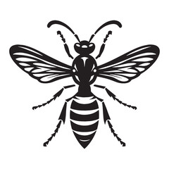 Winged Wasp silhouette, emphasizing mobility and force – Wasp illustration – Minimalist Wasp vector – Insect silhouette

