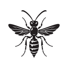 Heroic Wasp silhouette, with bold features – Wasp illustration – Minimalist Wasp vector – Insect silhouette

