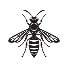 Stylish Wasp silhouette, combining art with natural menace – Wasp illustration – Minimalist Wasp vector – Insect silhouette

