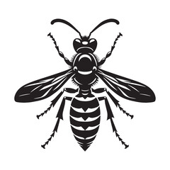 Dynamic Wasp silhouette, a bold take on a classic insect – Wasp illustration – Minimalist Wasp vector – Insect silhouette

