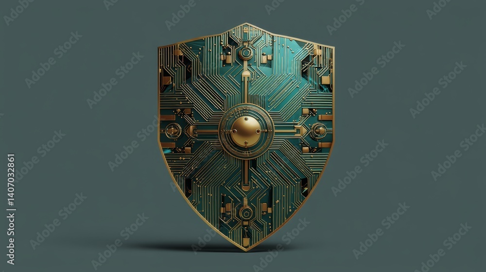 Aufkleber advanced cybersecurity shield protecting digital circuit board data from cyber threats